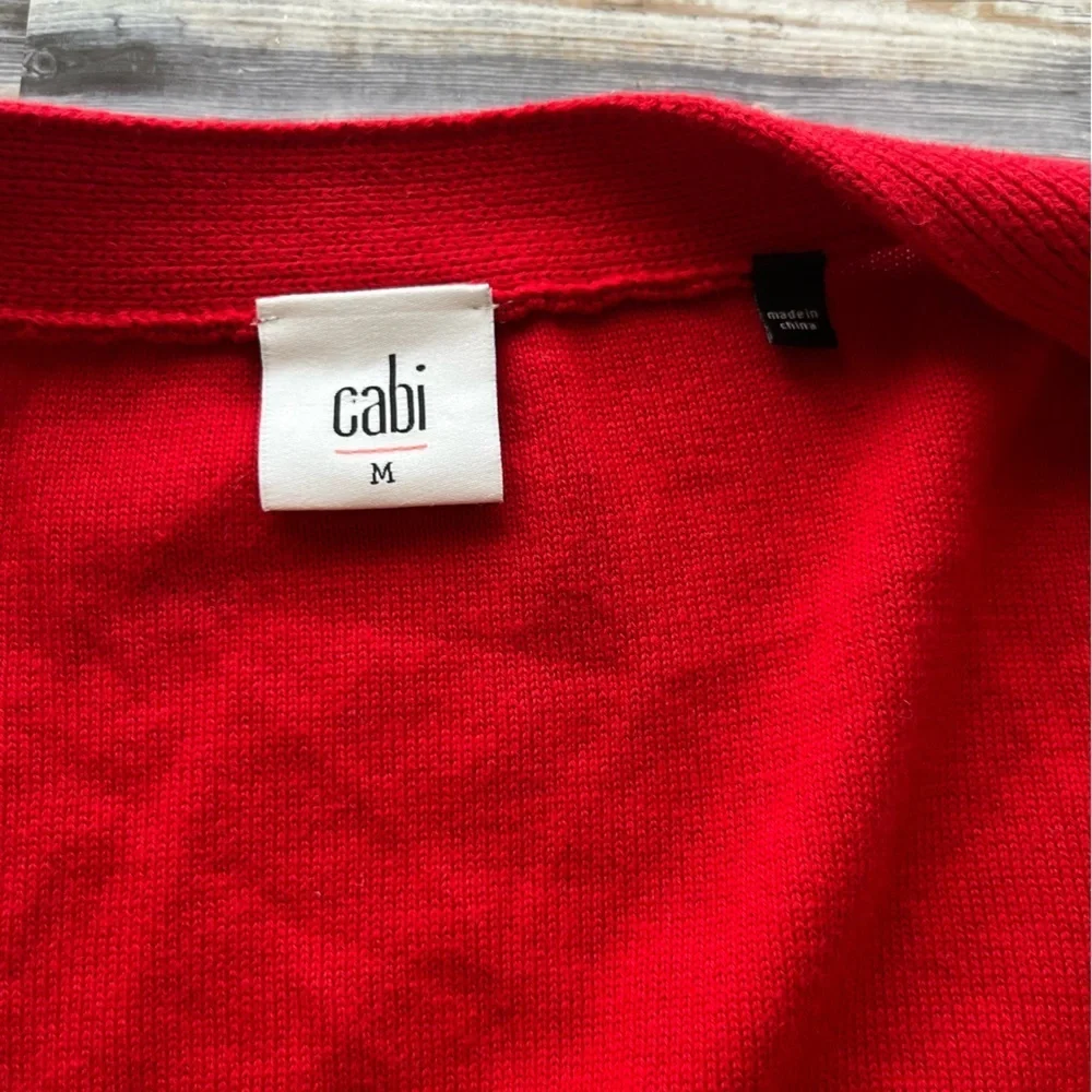 Cabi Picnic Cardigan red pink striped button front sweater Medium style 5446